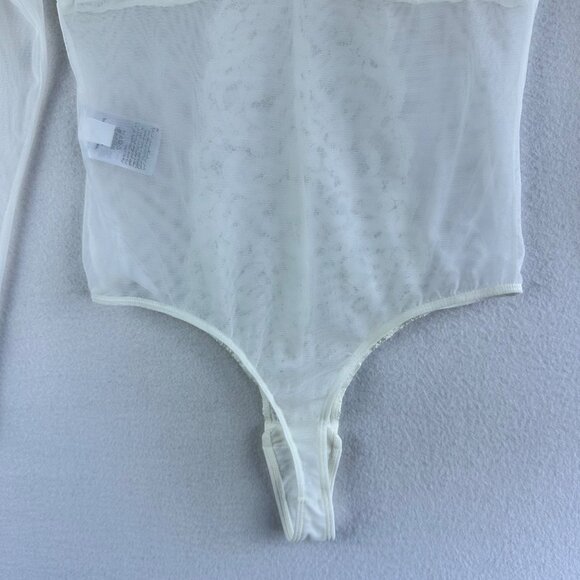 NWT INC Intimates Lingerie Sheer Lace Bodysuit White Cheeky Festival Size Small - Picture 14 of 14